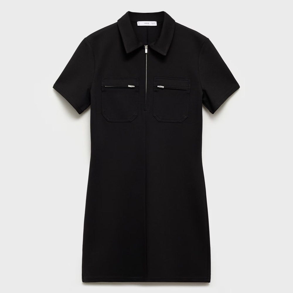 Black Polo Neck Zip Dress